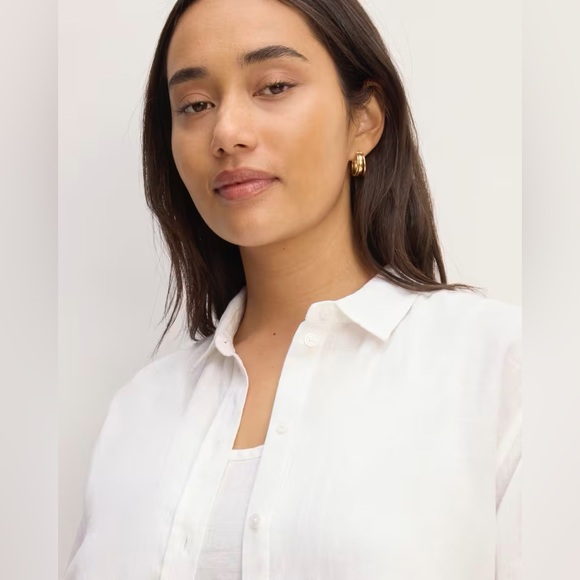 New Everlane Women The Must Have Shirt in Linen White Size 4 - Picture 3 of 13